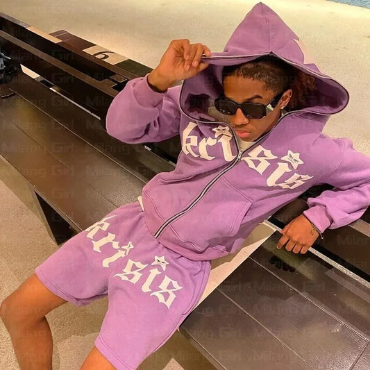 Zip Hoodie Stars Oversized Y2K